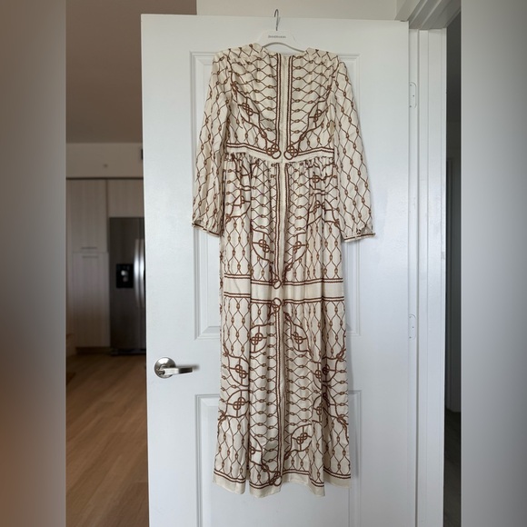 NWT Tory Burch Printed Gathered Silk-twill Maxi Dress - Neutrals $998 00 - Picture 7 of 11